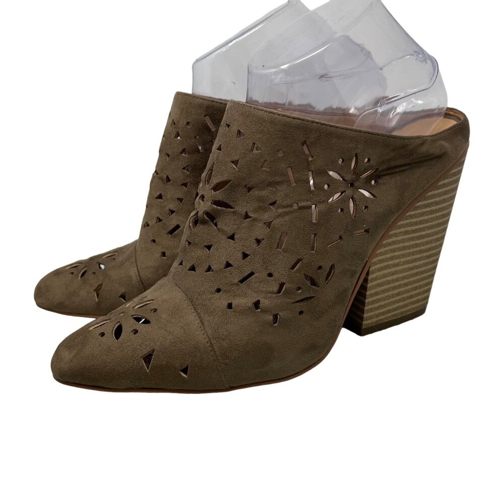 BCBGeneration Carmen Brown Laser Cut Clog Mules Size 8.5 Western Slip-On Heels
